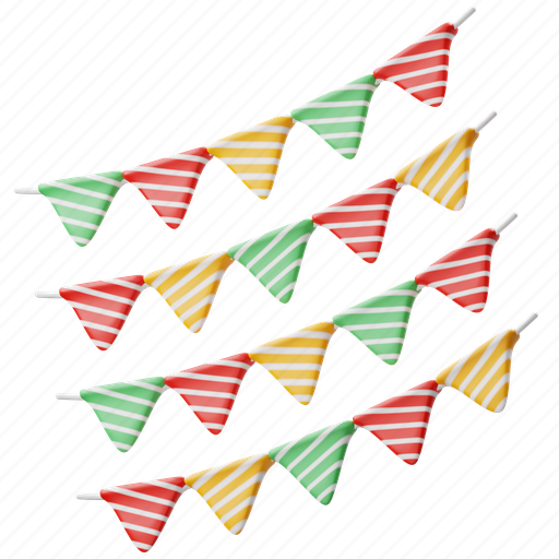Garland, flag, flags, decoration, new year, ornament, christmas 3D illustration - Download on Iconfinder