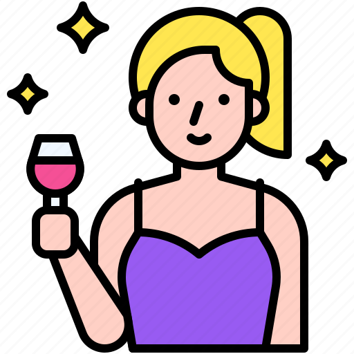 Party, celebrate, event, holiday, guest, female, woman icon - Download on Iconfinder