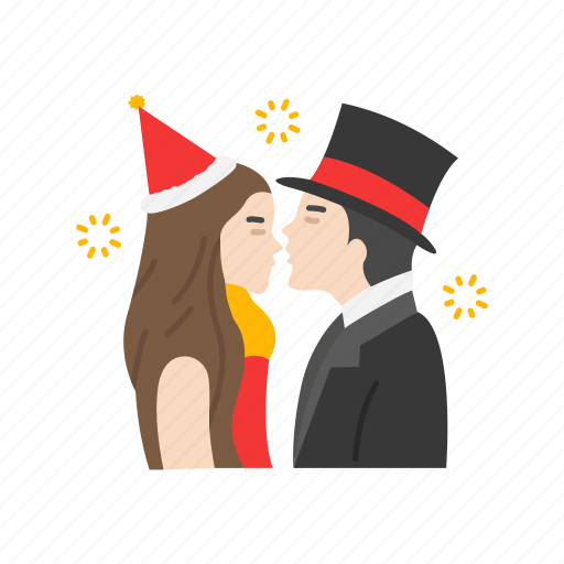 Couple, kissing, kissing couple, lovers, new years eve icon - Download on Iconfinder