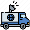 van, car, transportation, satellite, dish, vehicle