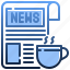 newspaper, communications, journal, news, coffee, cup 