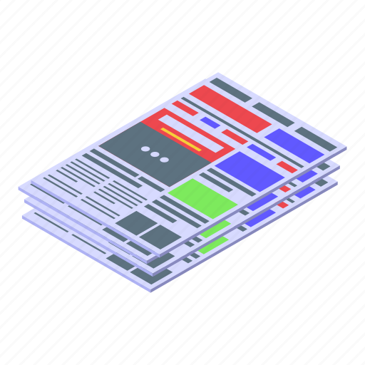 Newspaper, facts, isometric icon - Download on Iconfinder