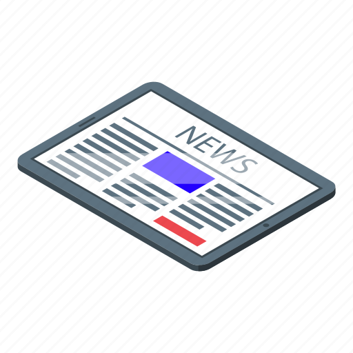 Tablet, newspaper, isometric icon - Download on Iconfinder