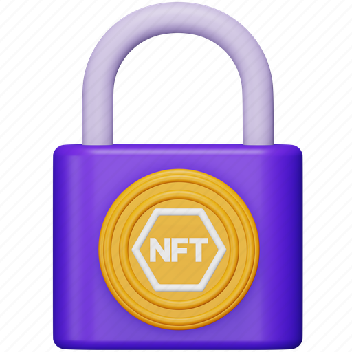 Secured, token, nft, lock, non-fungible, locked 3D illustration - Download on Iconfinder