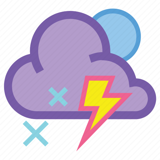 Night, snow, thunderstorm, lightning, moon, weather, winter icon - Download on Iconfinder