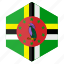 america, country, design, dominica, flag, hexagon 