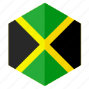 america, country, design, flag, hexagon, jamaica