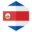 america, costarica, country, design, flag, hexagon