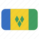 flag icon, grenadines, north america, rounded, saint, vincent