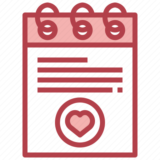 Heart, notepad, writing, favorite, file icon - Download on Iconfinder