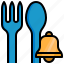 food, dinner, fork, spoon, bell 