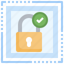 padlock, approval, security, check, sign, notification