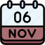 calendar, november, six, date, monthly, time, and, month, schedule 