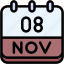 calendar, november, eight, date, monthly, time, and, month, schedule 