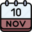 calendar, november, ten, date, monthly, time, and, month, schedule 