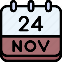 calendar, november, twenty, four, date, monthly, time, month, schedule