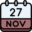 calendar, november, twenty, seven, date, monthly, time, and, month, schedule
