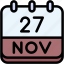 calendar, november, twenty, seven, date, monthly, time, and, month, schedule 