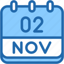 calendar, november, two, 2, date, monthly, time, and, month, schedule
