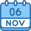 calendar, november, six, date, monthly, time, and, month, schedule 