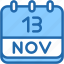 calendar, november, thirteen, date, monthly, time, and, month, schedule 