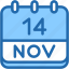calendar, november, fourteen, date, monthly, time, and, month, schedule 