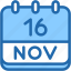 calendar, november, sixteen, date, monthly, time, and, month, schedule 