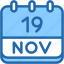 calendar, november, nineteen, date, monthly, time, and, month, schedule 