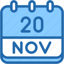 calendar, november, twenty, date, monthly, time, and, month, schedule