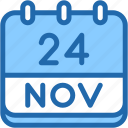 calendar, november, twenty, four, date, monthly, time, and, month, schedule