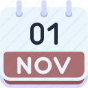calendar, november, one, 1, date, monthly, time, month, schedule