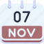 calendar, november, seven, date, monthly, time, and, month, schedule 