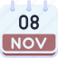 calendar, november, eight, date, monthly, time, and, month, schedule 