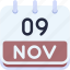 calendar, november, nine, date, monthly, time, and, month, schedule 
