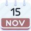 calendar, november, fifteen, date, monthly, time, and, month, schedule 