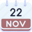 calendar, november, twenty, two, date, monthly, time, and, month, schedule 