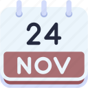 calendar, november, twenty, four, date, monthly, time, month, schedule