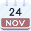 calendar, november, twenty, four, date, monthly, time, month, schedule 