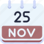 calendar, november, twenty, five, date, monthly, time, month, schedule 