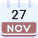 calendar, november, twenty, seven, date, monthly, time, month, schedule