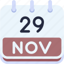 calendar, november, twenty, nine, date, monthly, time, and, month, schedule