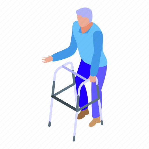 Nursing, home, granny, walker, isometric icon - Download on Iconfinder