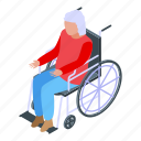 nursing, home, woman, wheelchair, isometric