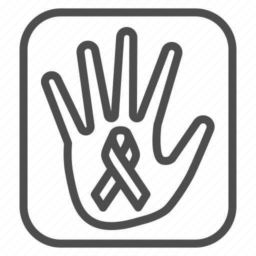 Ribbon, hand, palm, awareness, finger, frame, stop icon - Download on Iconfinder