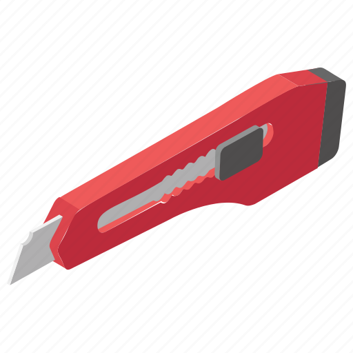 Red cutter knife clipart. Simple box cutter watercolor style