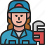 plumber, repairman, handyman, occupation, woman, profession, avatar 