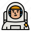 astronaut, cosmonaut, scientist, spaceman, man 