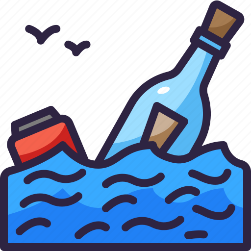 Message, in, a, bottle, communications, water, floating icon - Download on Iconfinder
