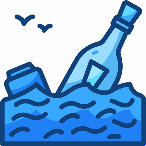 Message, bottle, communications, water, floating, ocean, sea icon - Download on Iconfinder
