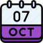 calendar, october, seven, date, monthly, time, and, month, schedule 